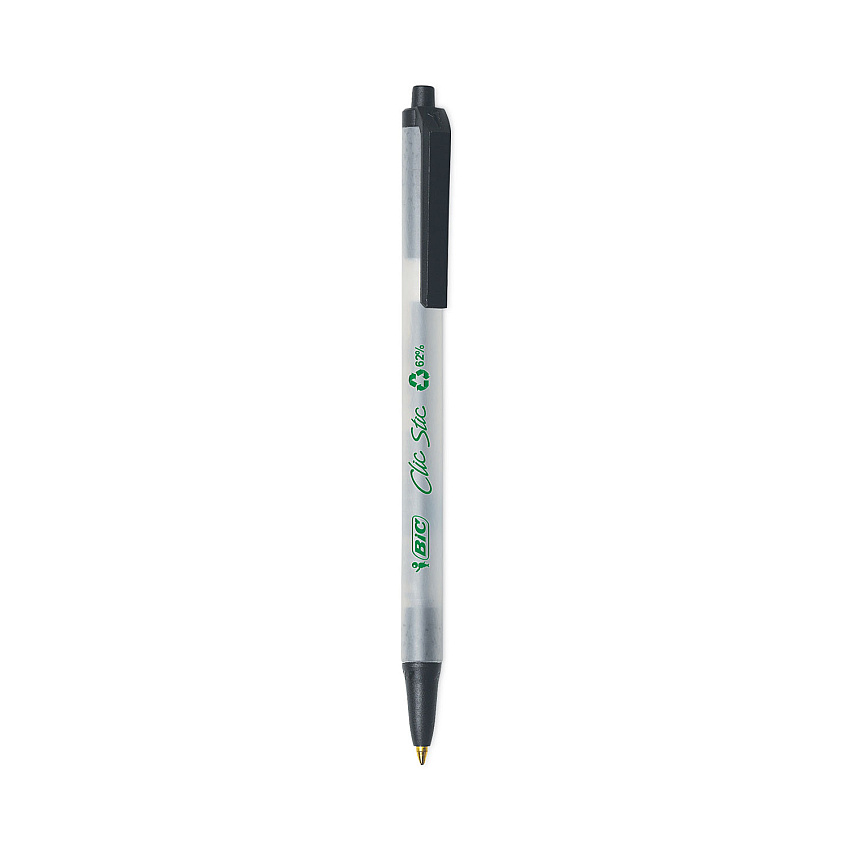 BIC ReVolution Ballpoint Pen, Retractable, Medium 1 mm, Black Ink/Semi-Clear Barrel, 48/Pack (CSEM48BK)