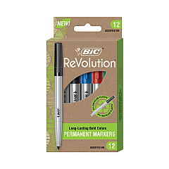 BIC ReVolution Permanent Markers, Fine Bullet Tip, Assorted Colors, Dozen (PMER12AST)