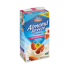 Blue Diamond Almond Breeze Almond Milk, Unsweetened Vanilla, 64 oz Carton, 2/Pack (30700081)