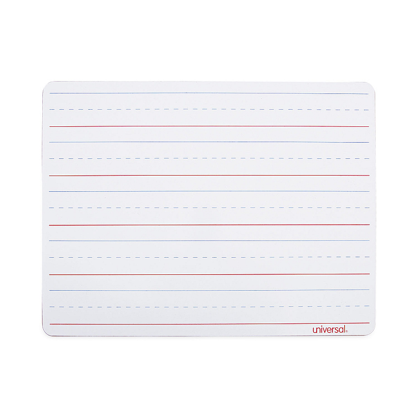 Universal Lap/Learning Dry-Erase Board, Lined, 11 3/4" x 8 3/4", White, 6/Pack (UNV43911)