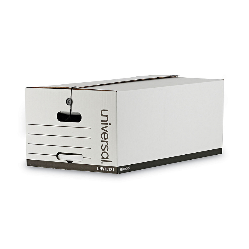 Universal Deluxe Quick Set-up String-and-Button Boxes, Legal Files, White, 12/Carton (UNV75131)