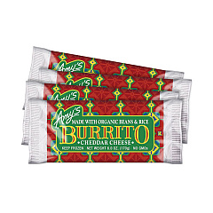 Amy's Cheddar Cheese, Bean and Rice Burrito, 6 oz Pouch, 4/Pack (90300142)