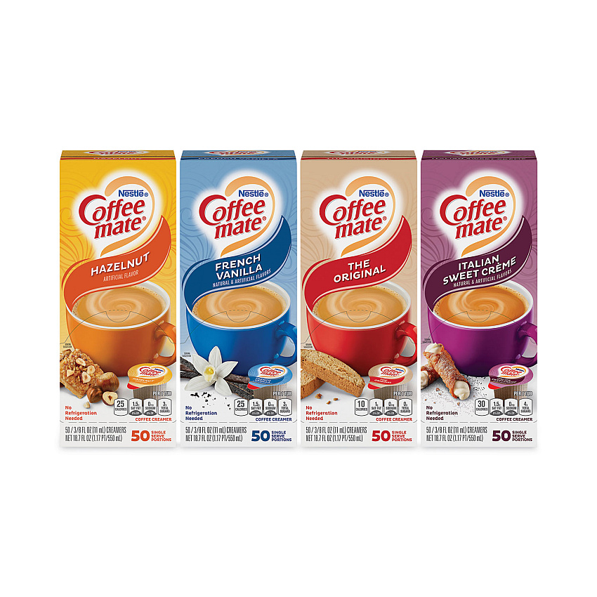 Coffee mate Liquid Coffee Creamer, French Vanilla/Hazelnut/Italian Sweet Cream/Original, 0.37 oz, 200/CT (28300012)