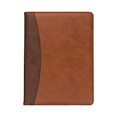 Samsill Two-Tone Padfolio with Spine Accent, 10 3/5w x 14 1/4h, Polyurethane, Tan/Brown (71656)