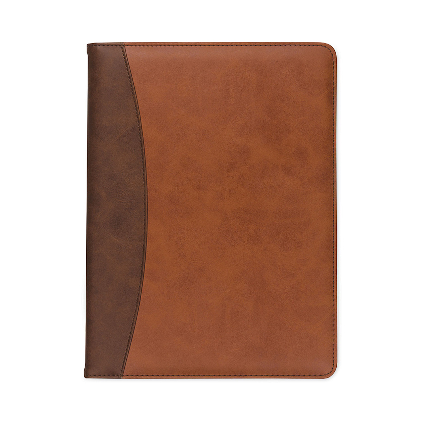 Samsill Two-Tone Padfolio with Spine Accent, 10 3/5w x 14 1/4h, Polyurethane, Tan/Brown (71656)