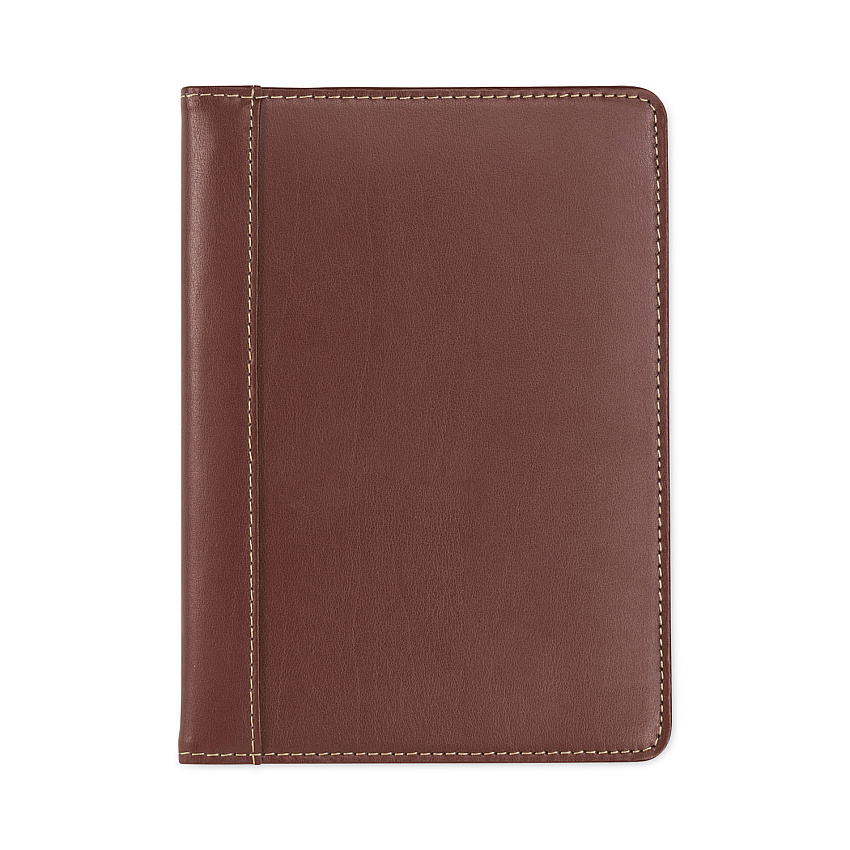 Samsill Contrast Stitch Leather Padfolio, 6 1/4w x 8 3/4h, Open Style, Brown (71736)