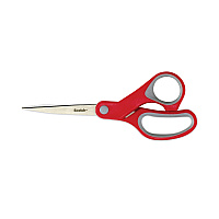 Scotch Multi-Purpose Scissors, 8" Long, 3.38" Cut Length, Gray/Red Straight Handle (1428)