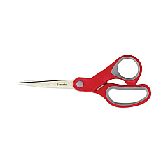Scotch Multi-Purpose Scissors, 8" Long, 3.38" Cut Length, Gray/Red Straight Handle (1428)