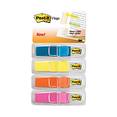 Post-it Flags Highlighting Page Flags, 4 Bright Colors, 0.5 x 1.75, 35/Color, 4 Dispensers/Pack (6834ABX)
