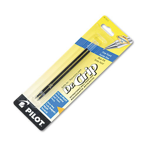Pilot Refill for Dr. Grip, Easytouch, B2P and Rex Grip BeGreen Retractable Ballpoint Pens, Fine Conical Tip, Blue Ink, 2/Pack (77211)