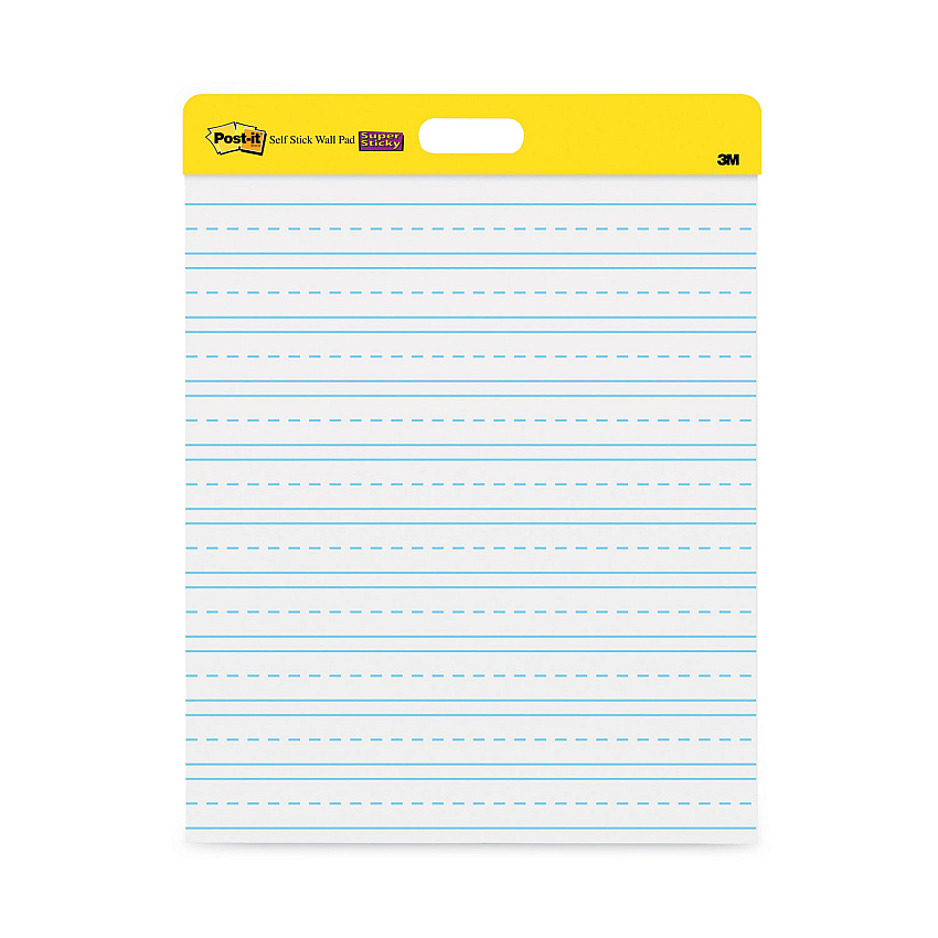 Post-it Easel Pads Super Sticky Self-Stick Wall Pad, Manuscript Format (Primary 3" Rule), 20 x 23, White, 20 Sheets, 2/Pack (566PRL)