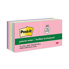 Post-it Greener Notes Original Recycled Note Pads, 3" x 3", Sweet Sprinkles Collection Colors, 100 Sheets/Pad, 12 Pads/Pack (654RPA)