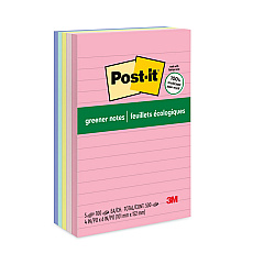 Post-it Greener Notes Original Recycled Note Pads, Note Ruled, 4" x 6", Sweet Sprinkles Collection Colors, 100 Sheets/Pad, 5 Pads/Pack (660RPA)