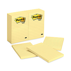Post-it Notes Original Pads in Canary Yellow, Note Ruled, 4" x 6", 100 Sheets/Pad, 12 Pads/Pack (660YW)