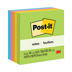 Post-it Notes Original Pads in Floral Fantasy Collection Colors, 3" x 3", 100 Sheets/Pad, 5 Pads/Pack (6545UC)