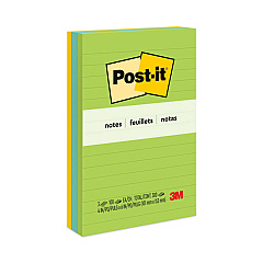 Post-it Notes Original Pads in Floral Fantasy Collection Colors, Note Ruled, 4" x 6", 100 Sheets/Pad, 3 Pads/Pack (6603AU)