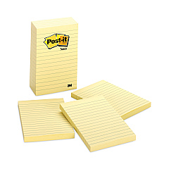 Post-it Notes Original Pads in Canary Yellow, Note Ruled, 4" x 6", 100 Sheets/Pad, 5 Pads/Pack (6605PK)