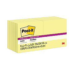 Post-it Notes Super Sticky Pads in Canary Yellow, 1.88" x 1.88", 90 Sheets/Pad, 10 Pads/Pack (62210SSCY)