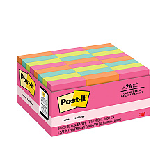 Post-it Notes Original Pads in Poptimistic Colors, Value Pack, 1.38" x 1.88", 100 Sheets/Pad, 24 Pads/Pack (65324ANVAD)