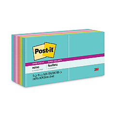 Post-it Notes Super Sticky Pads in Supernova Neon Collection Colors, 3" x 3", 90 Sheets/Pad, 12 Pads/Pack (65412SSMIA)