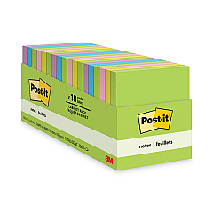 Post-it Notes Original Pads in Floral Fantasy Collection Colors, Cabinet Pack, 3" x 3", 100 Sheets/Pad, 18 Pads/Pack (65418BRCP)