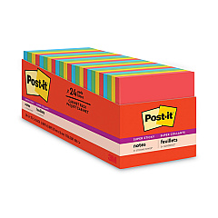 Post-it Notes Super Sticky Pads in Playful Primary Collection Colors, Cabinet Pack, 3" x 3", 70 Sheets/Pad, 24 Pads/Pack (65424SSANCP)