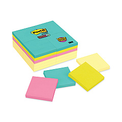 Post-it Notes Super Sticky Self-Stick Notes Office Pack, 3" x 3", Supernova Neons Collection Colors, 90 Sheets/Pad, 24 Pads/Pack (65424SSCYM)