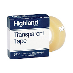 Highland Transparent Tape, 1" Core, 0.75" x 36 yds, Clear (5910341296)