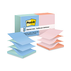 Post-it Dispenser Notes Original Pop-up Refill, Beachside Cafe Collection Alternating-Color Value Pack, 3" x 3", 100 Sheets/Pad, 12 Pads/Pack (R330UALT)