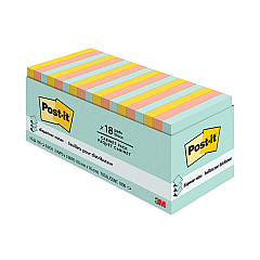 Post-it Dispenser Notes Original Pop-up Refill Cabinet Pack, 3" x 3", Beachside Cafe Collection Colors, 100 Sheets/Pad, 18 Pads/Pack (R33018APCP)