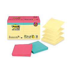 Post-it Dispenser Notes Original Pop-up Notes Value Pack, 3 x 3, (14) Canary Yellow, (4) Poptimistic Collection Colors, 100 Sheets/Pad, 18 Pads/Pack (R330144B)