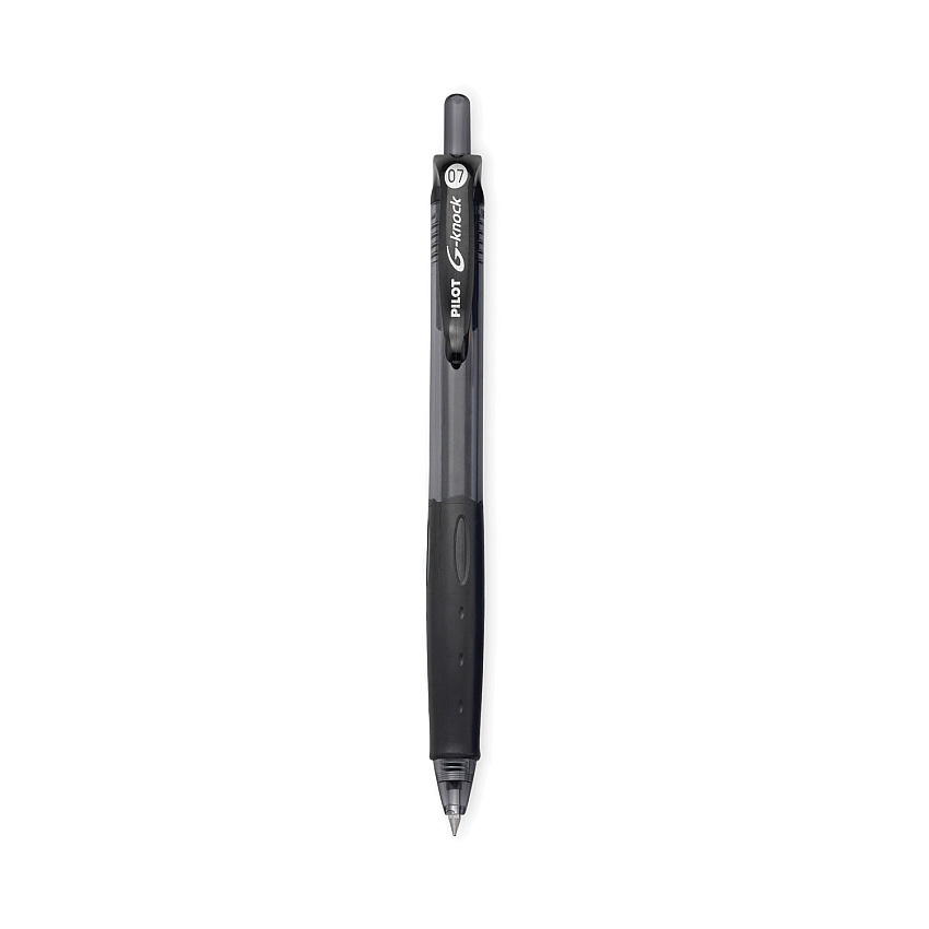 Pilot G-Knock BeGreen Gel Pen, Retractable, Fine 0.7 mm, Black Ink, Black Barrel, Dozen (31506)