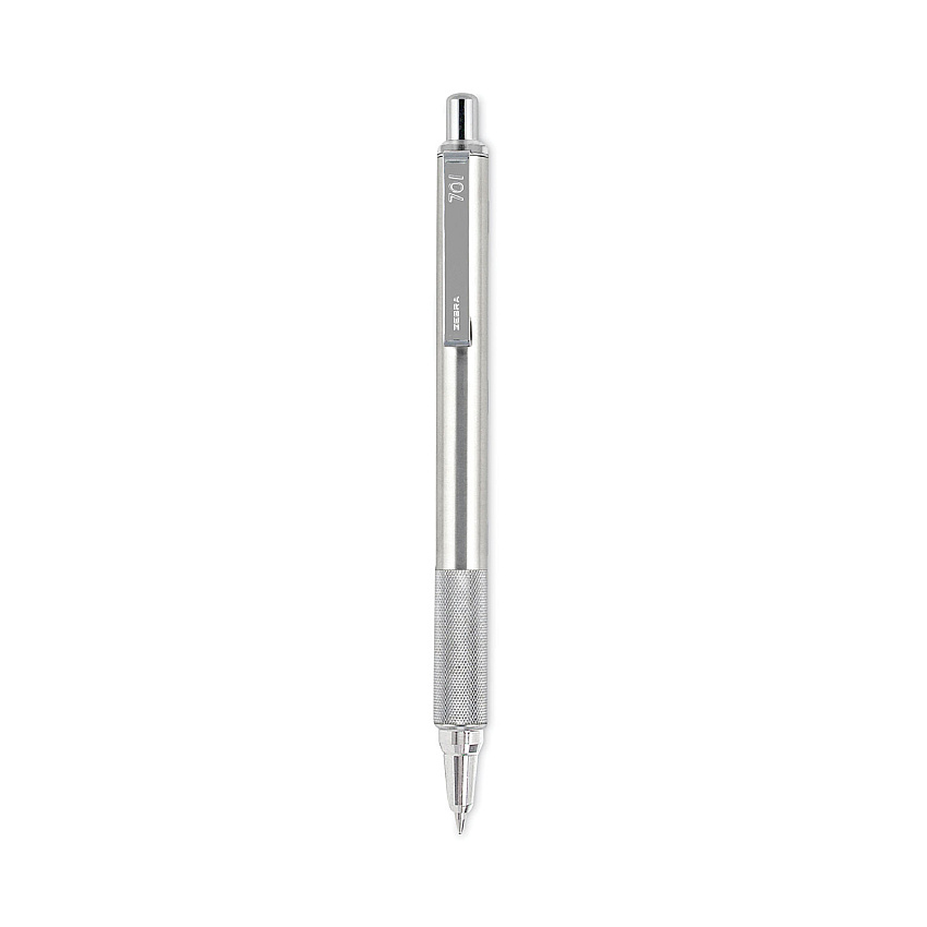 Zebra F-701 Ballpoint Pen, Retractable, Fine 0.7 mm, Black Ink, Stainless Steel/Black Barrel (29411)