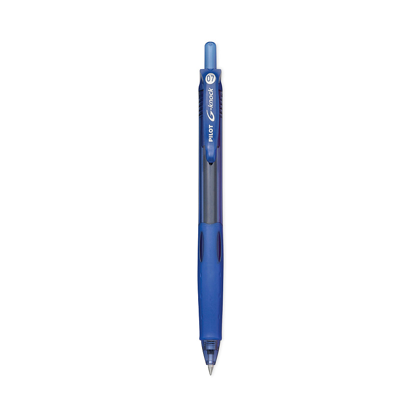 Pilot G-Knock BeGreen Gel Pen, Retractable, Fine 0.7 mm, Blue Ink, Blue Barrel, Dozen (31507)