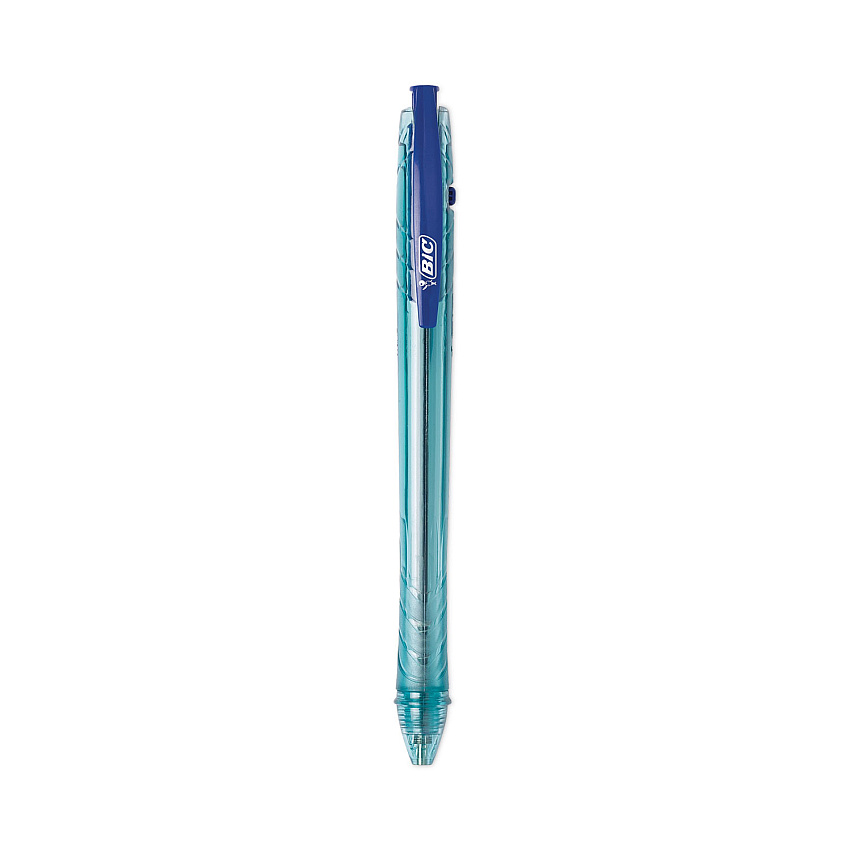 BIC ReVolution Ocean Bound Ballpoint Pen, Retractable, Medium 1 mm, Blue Ink/Translucent Blue Barrel, Dozen (BPRR11BE)