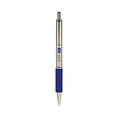 Zebra F-402 Ballpoint Pen, Retractable, Fine 0.7 mm, Blue Ink, Stainless Steel/Blue Barrel, 2/Pack (29222)