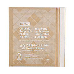 Scotch Curbside Recyclable Padded Mailer, #2, Self-Adhesive Closure, Interior Dimensions: 10.8 x 9.3, Natural Kraft, 100/Carton (CR21)