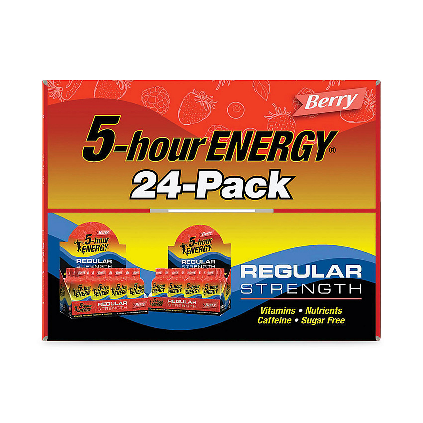 5-hour ENERGY Energy Drink, Berry, 1.93 oz Bottle, 24/Pack (22000630)