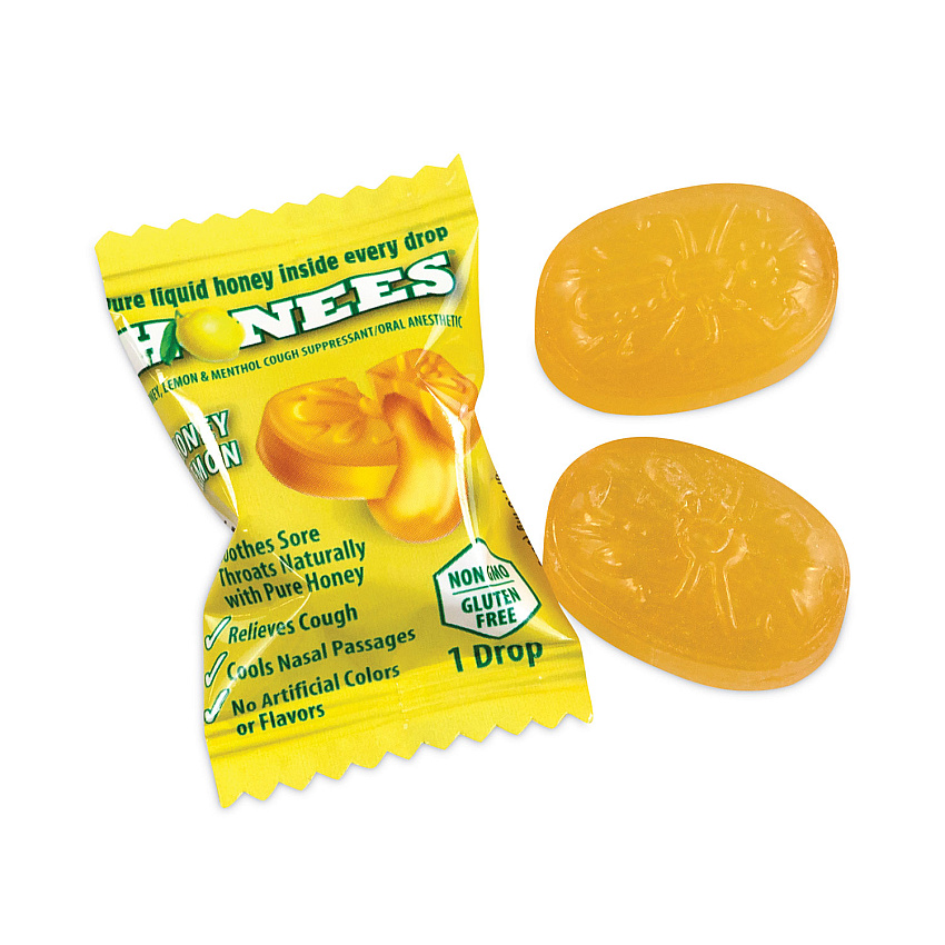 HONEES Cough Drops, Honey-Lemon, 20/Bag, 6 Bags/Box (29300005)