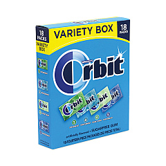 Orbit Sugar-Free Chewing Gum Variety Box, Four Mint Flavors, 14 Pieces/Pack, 18 Packs/Box (22000568)