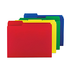 Smead Top Tab Poly Colored File Folders, 1/3-Cut Tabs: Assorted, Letter Size, 0.75" Expansion, Assorted Colors,12/Pack (10505)