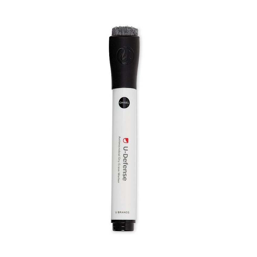 U Brands U-Defense Antimicrobial Dry-Erase Markers, Broad Chisel Tip, Black, 12/Pack (3284U0012)