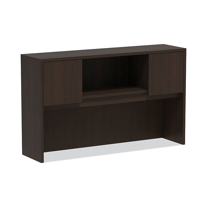 Alera Valencia Series Hutch with Doors, 58.88w x 15d x 35.38h, Espresso (ALEVA286015ES)