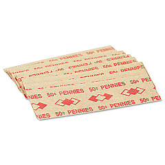 Iconex Tubular Coin Wrappers, Pennies, $.50, Pop-Open Wrappers, 1000/Pack (94190051)