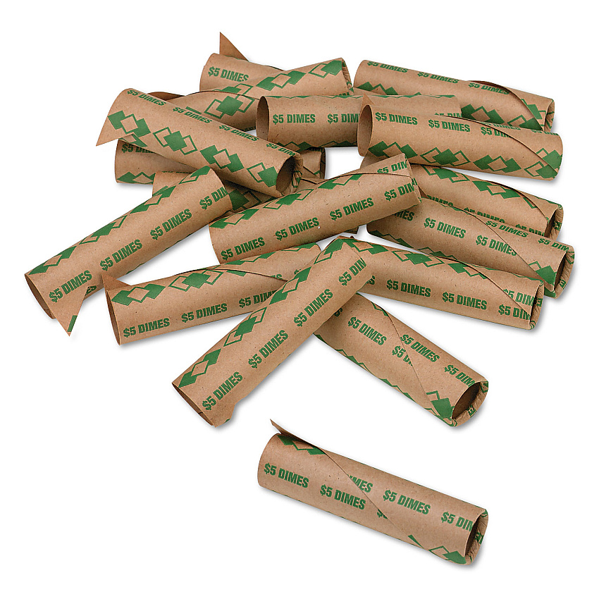 Iconex Preformed Tubular Coin Wrappers, Dimes, $5, 1,000 Wrappers/Box (65071)