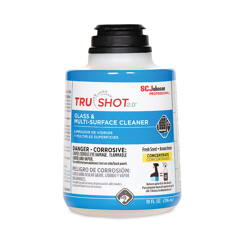 SC Johnson Professional TruShot 2.0 Glass and Multisurface Cleaner, Clean Fresh Scent, 10 oz Cartridge, 4/Carton (315272)