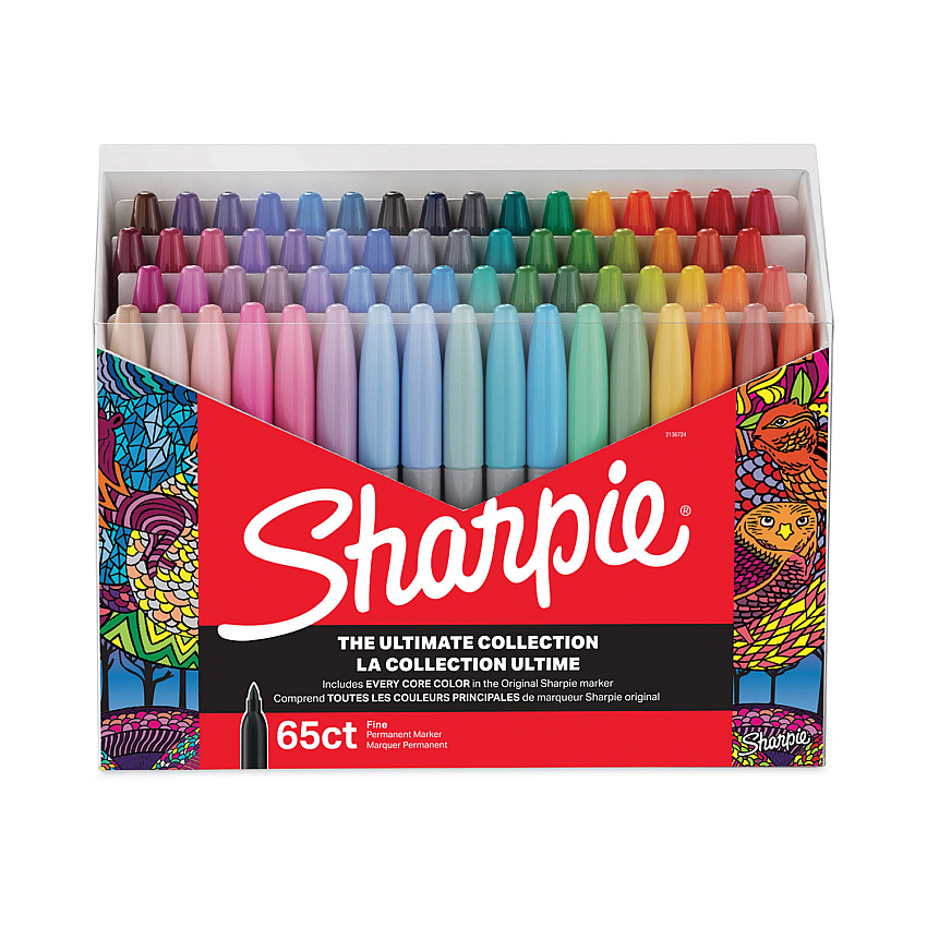 Sharpie Fine Tip Permanent Marker, Fine Bullet Tip, Assorted Colors, 65/Pack (2136724)