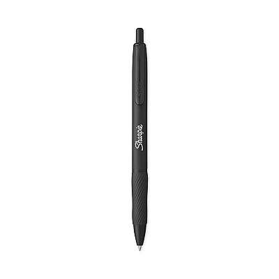 Sharpie S-Gel S-Gel Premium Metal Barrel Gel Pen, Retractable, Medium 0.7 mm, Black Ink, Black Barrel, Dozen (2153580)