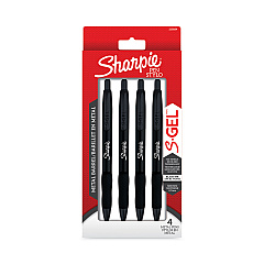 Sharpie S-Gel Premium Metal Barrel Gel Pen, Retractable, Medium 0.7 mm, Black Ink, Black Barrel, 4/Pack (2194703)