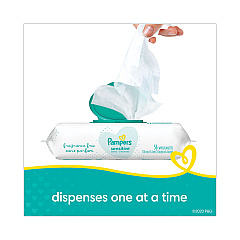 Pampers Sensitive Baby Wipes, 6.8 x 7,  Unscented, White, 56/Pack (87076EA)